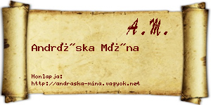Andráska Mína névjegykártya